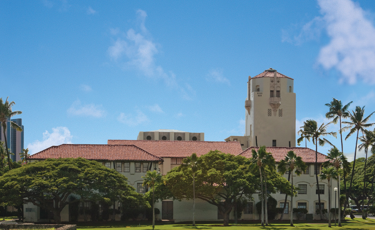 8 inch straight barrel mission clay roof tile in B308 Canyon Red Blend for historical restoration of Honolulu Hale in Hawaii