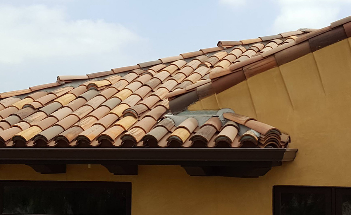 Classic tapered mission clay roof tile in various custom colors on home in Camarillo, CA