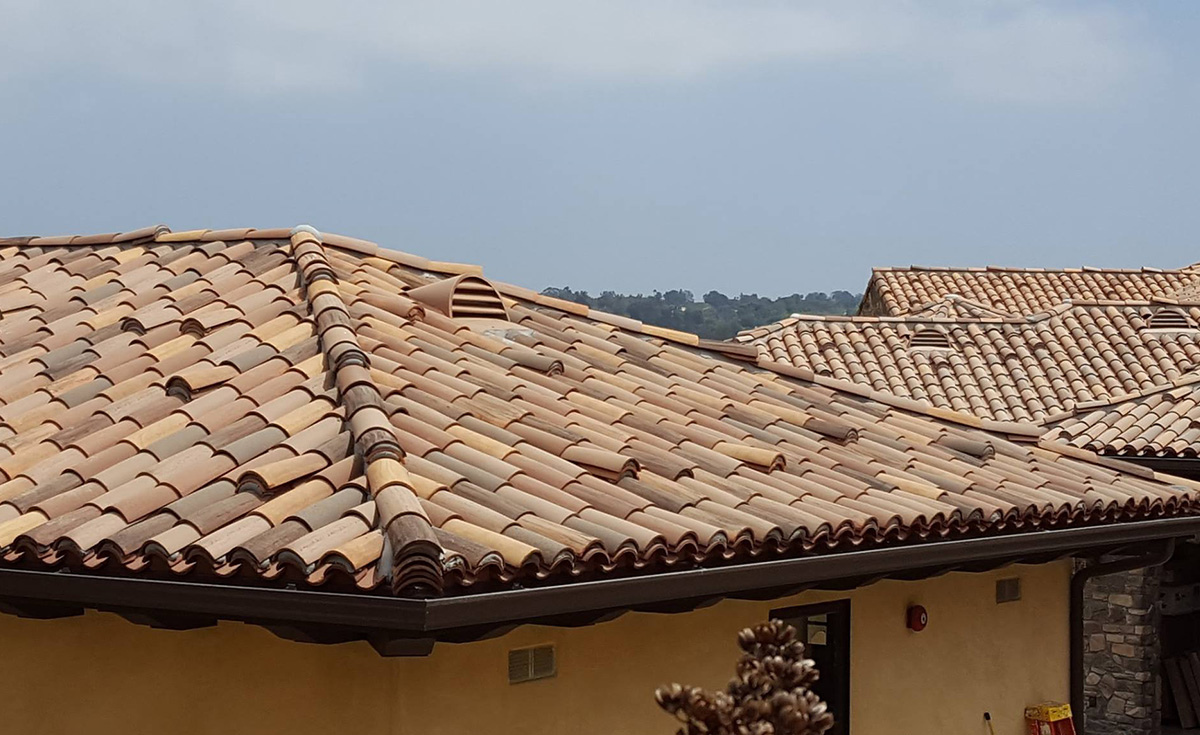 Classic tapered mission clay roof tile in various custom colors on home in Camarillo, CA