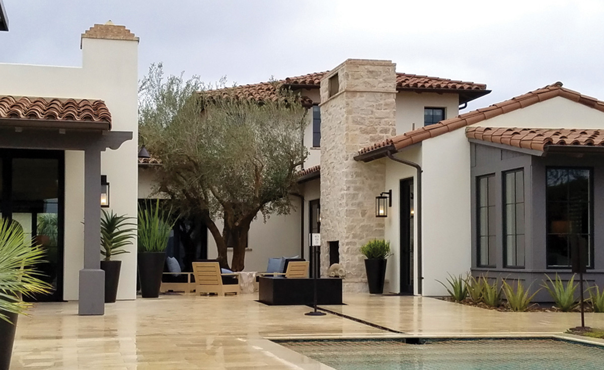 Classic S mission clay roof tile in CB46-SC Rustic Tuscan Blend on one in Coral Canyon, Newport Coast, CA