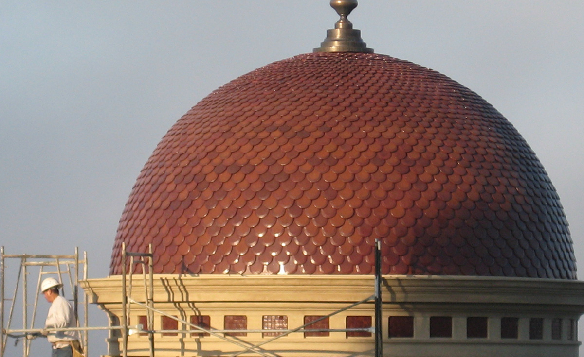 Pelican Hill Wedding Rotunda specialty fish scale clay roof tile for dome