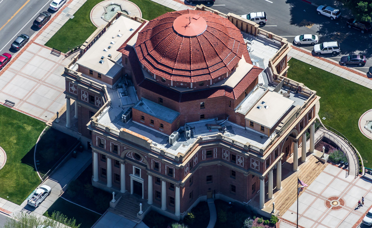 SF01 Old GM S historical replica clay roof tile in CC16L Old Santa Barbara Light on Atascadero City Hall in california