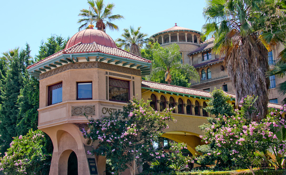 historical renovation of castle green in Pasadena california with custom replica clay roof tile