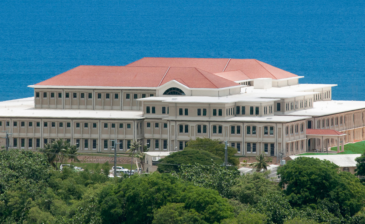 one piece s mission clay roof tile in f40 natural red on  US Naval Hospital, Guam