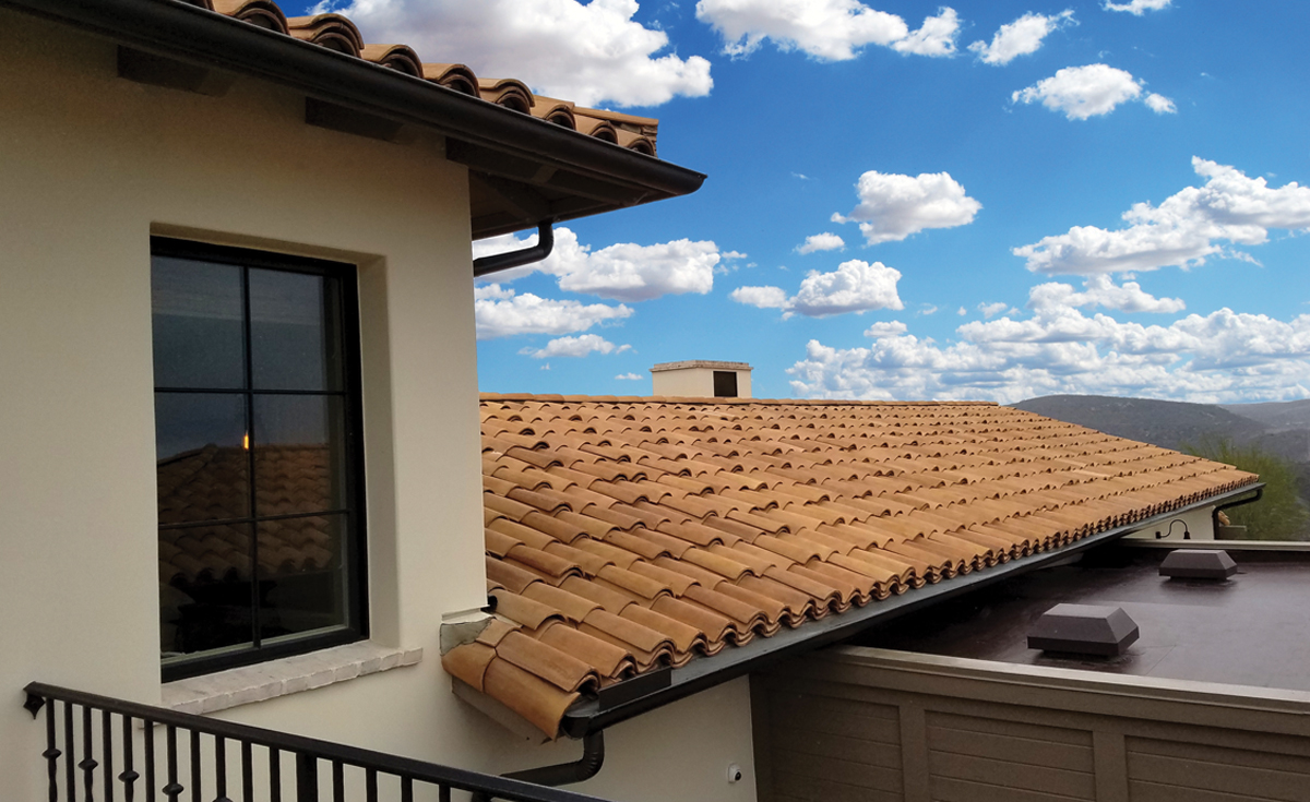 Classic “S” Mission Clay Roof Tile in CB46-SC Rustic Tuscan Blend with Enhanced Starter Eave Application Home in Coral Canyon at Crystal Cove, Newport Coast, CA