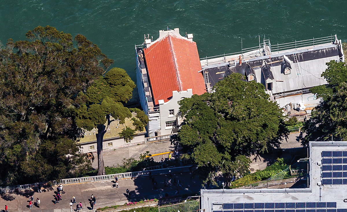 Historical roof tile project - Alcatraz Island Guardhouse Library renovated roof in San Francisco, CA