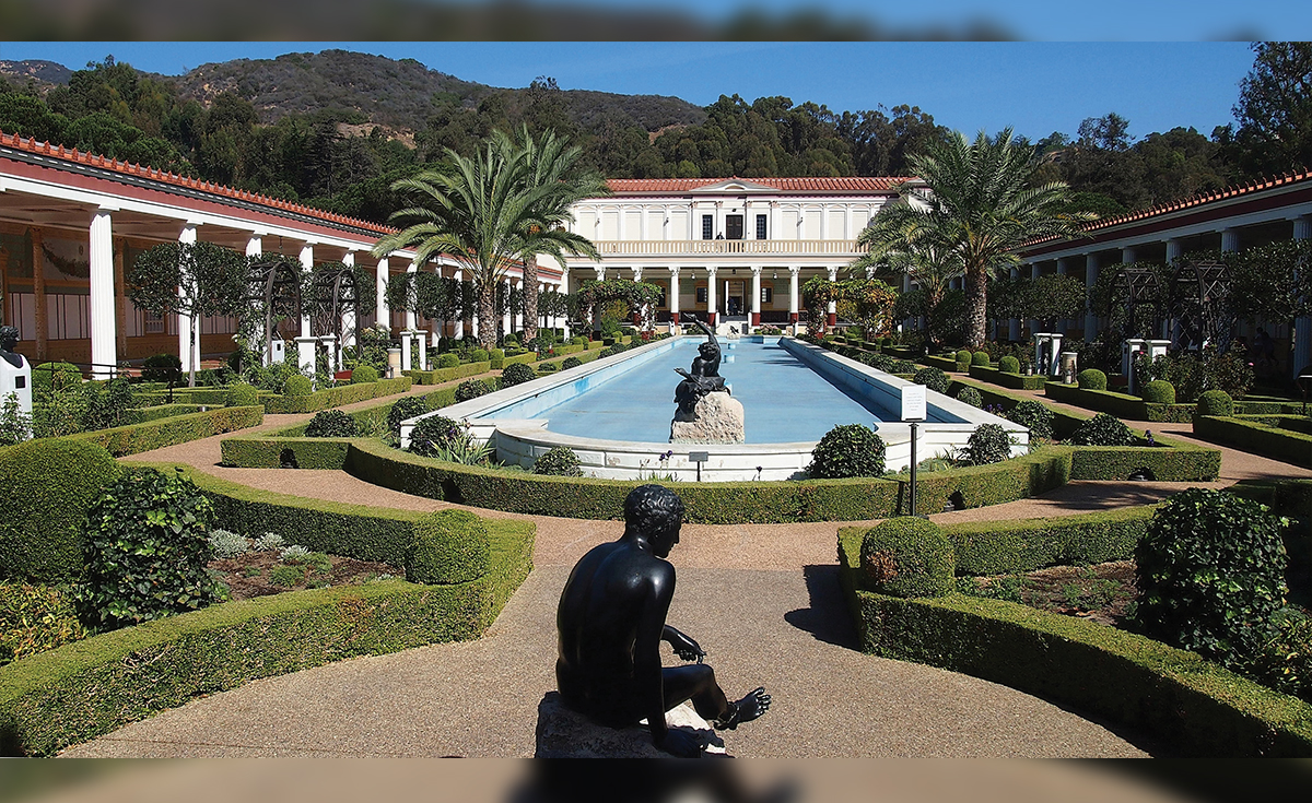 The Getty Villa Museum Outer Peristyle in Pacific Palisades - custom ridge and Roman Pans to match for restoration project.