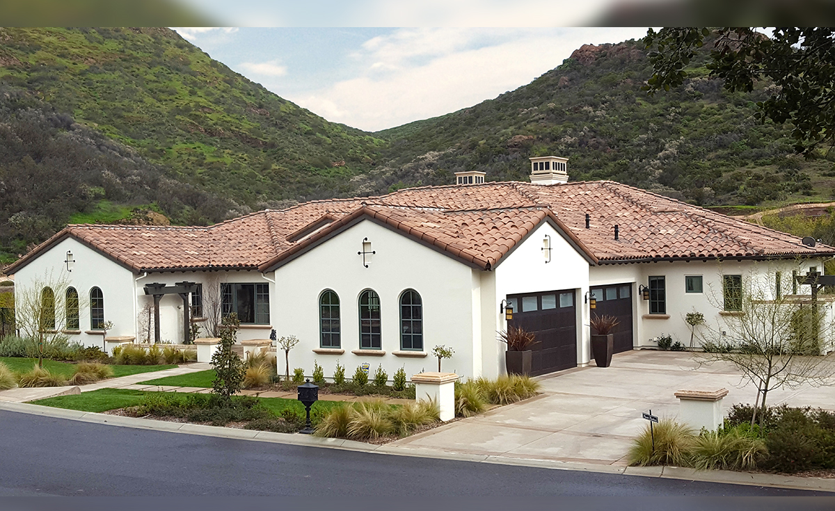 One Piece "S" Mission Clay Roof Tile in CB364-R Vintage Carmel Blend - Home in Thousand Oaks, CA
