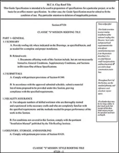 Classic “S” Mission Clay Roof Tile Specification