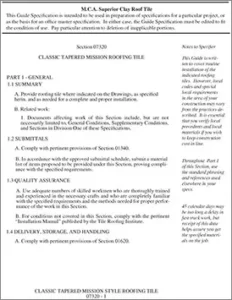 Classic Tapered Mission Clay Roof Tile Specification