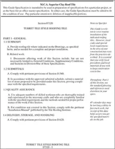 Turret Clay Roof Tile Specification